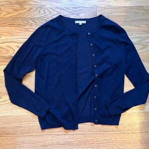 Joan Vass Women's Navy Blue Cardigan Sweater Sz M